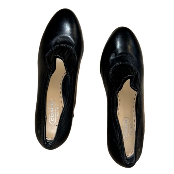 Coach Black Leather Adra Bootie Heels Pumps Size 6 B - Picture 3 of 5